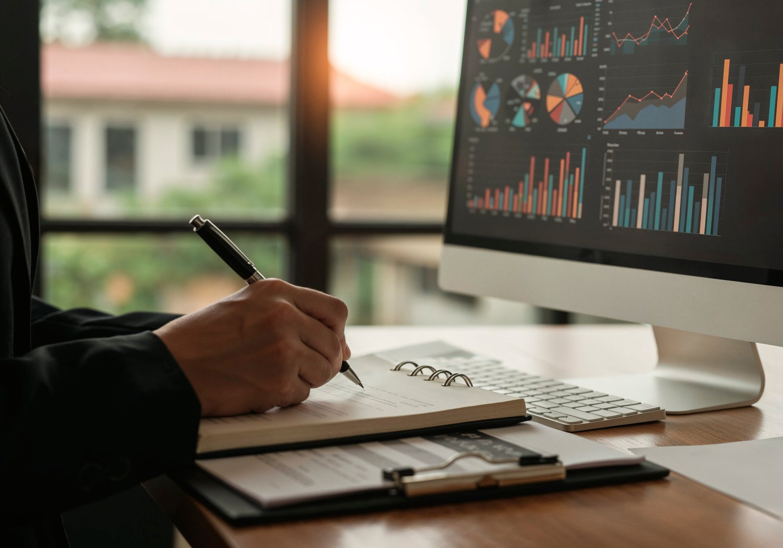 Businesswoman reviewing visa and immigration documentation